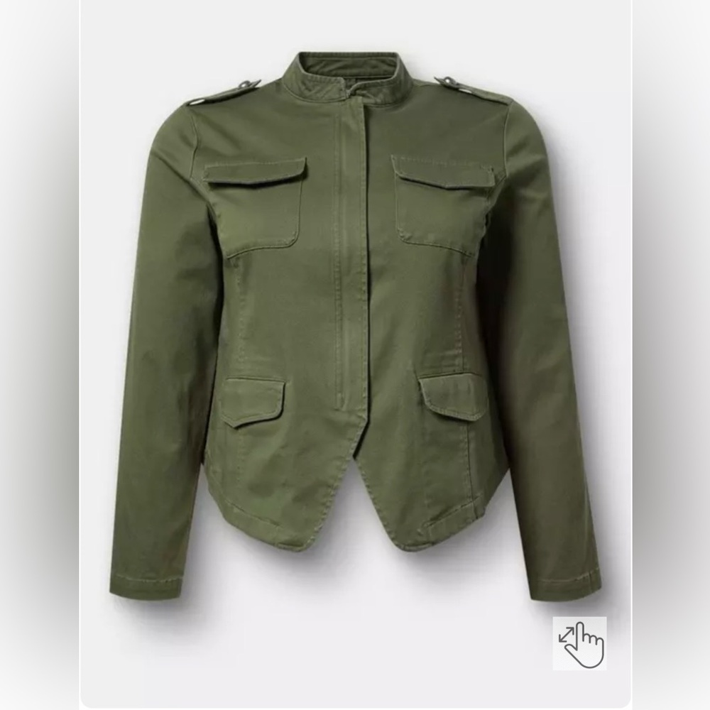Torrid Plus Size Stretch Olive Green Twill Army Jacket Size 4X